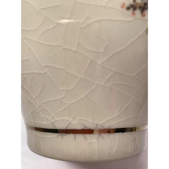 Vintage Vase Cream Flowers Gold Trim Japan - Picture 7 of 11